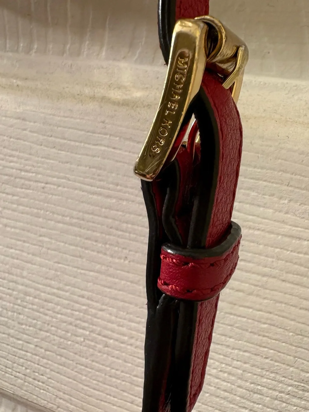 Michael Kors Red and Black Leather Drawstring Shoulder Bag